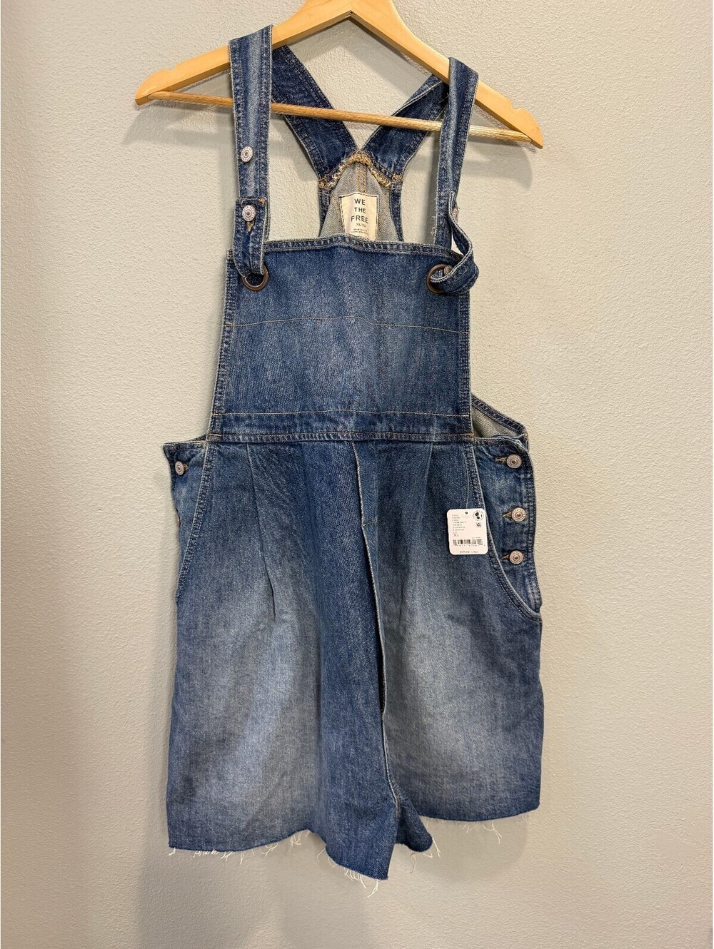 Free People We The Free Rambler Short Shortalls (Denim Overall) - Women's XL NWT - Picture 4 of 11